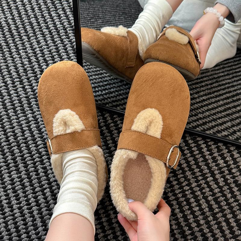 Women's large size soft sole heightening warm fur one winter non-slip snow boots plush lining outdoor sports Lefebvre cotton shoes