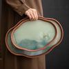 Begonia Glass Lotus Tea TraySmall Chinese Pot Bearing Dry Bubble TableBamboo Premium Tea Storage Tray