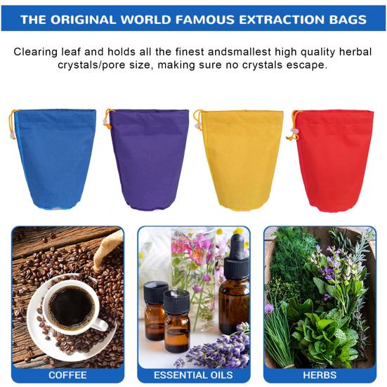 4Pcs 1-Gallon Filter Bag Herb Fruit Extraction Bags with Drawstrings Reusable Nylon Straining Bags for Brewing Tea Tinctures
