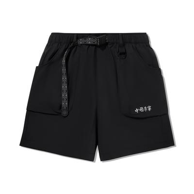 Plain Mid-Rise Breathable Versatile Straight-Leg Sports Shorts Men Shorts Black AKSV511-3