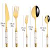 30Pcs Tableware Set Mirror Ceramic HandleGold Flatware Fork Spoon Knife Set Stainless Steel Dinnerware Cutlery Set Dinner Set