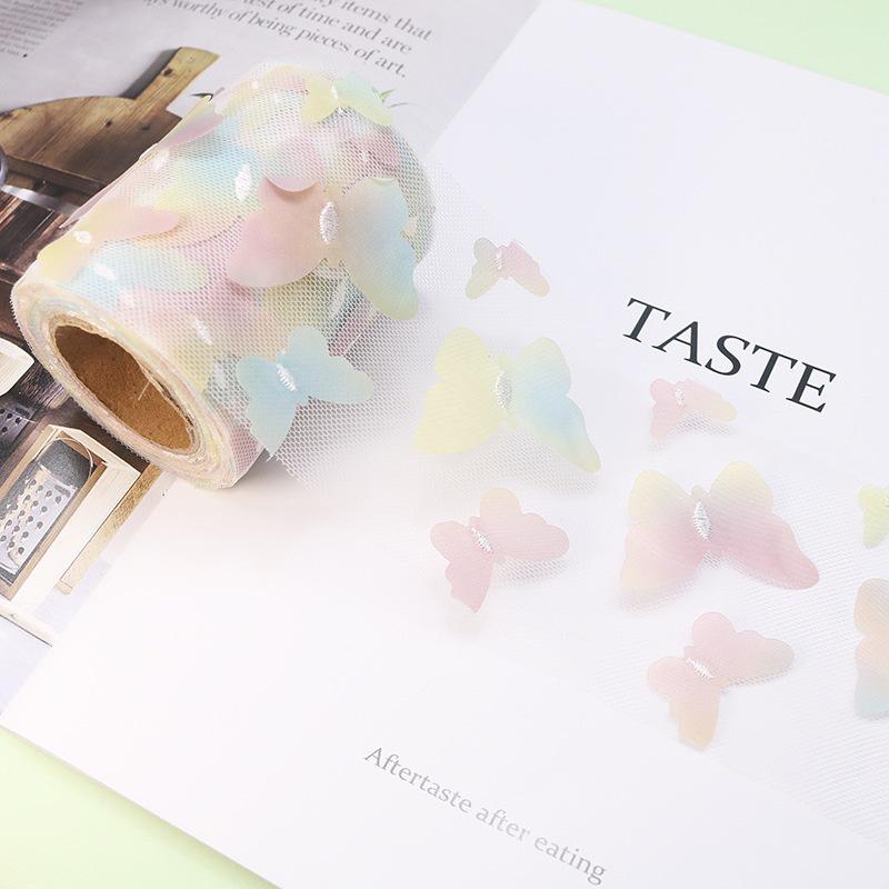 10-Yard 3D Embroidered Butterfly Tulle Ribbon for DIY Bows, Kids' Skirts, Shoe and Floral Decorations