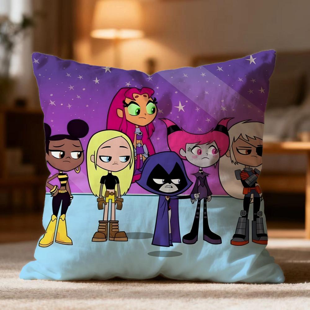Hot T-Tteen Titans Go! Cushion Cover Soft Washable Pillow Case Multi-Scene For Couch Bed Travel Office Use