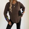 Women European Size Long Sleeve Crew Neck Crochet Flower Patchwork Pullover Sweater