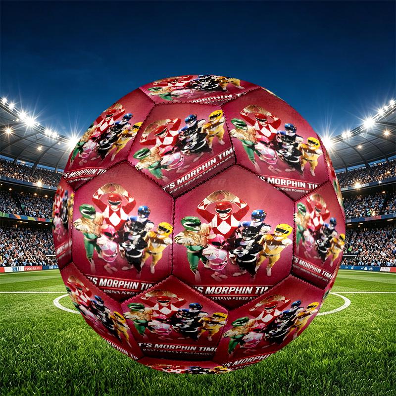 Mighty Morphin Power Rangers Print Size 5 Soccer Ball, PU Wear Resistant Football for Match Training and Daily Practice, Birthday Gift for Soccer Fans