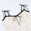 Women Polka Dot Corset Top Lace Trim Tie Shoulder Straps Bustier Slim Fit Satin Camisole Summer Party Clubwear Going Out Crop Top