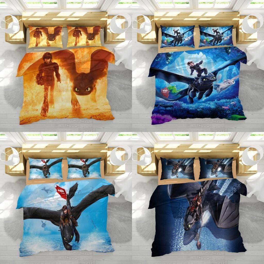 Luxurious How To Train Your Dragon Design Bedding Set With Duvet Cover Pillowcase