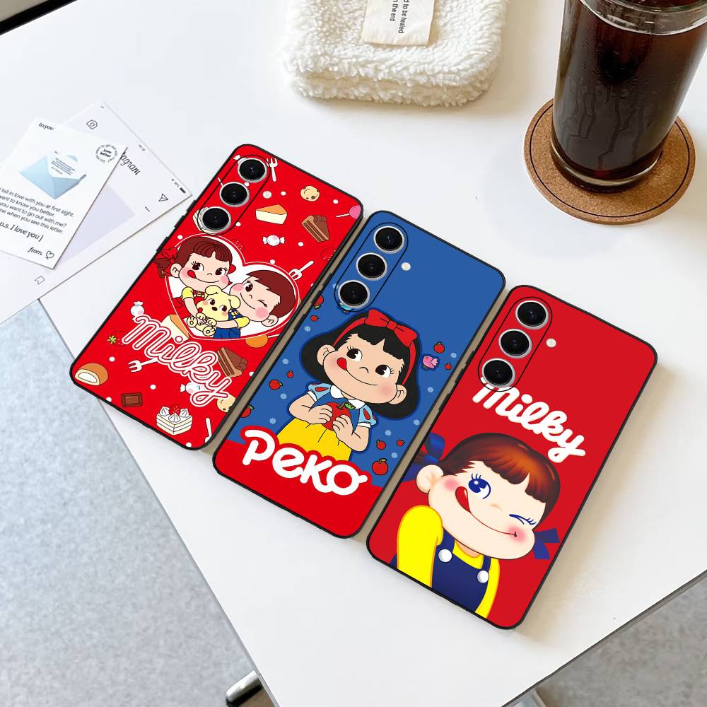 Fujiya Milky Peko Chan Phone Case For Samsung S 24 Fe 25 Ultra Plus 20 Lite 21 30 22 23 24 22 Ultra 5G Fundas