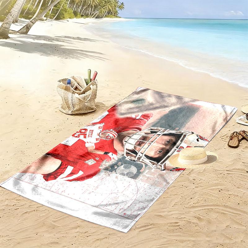 George Kittle Print Beach Towel, Large Soft Quick Dry Towel for Beach Camping Swimming