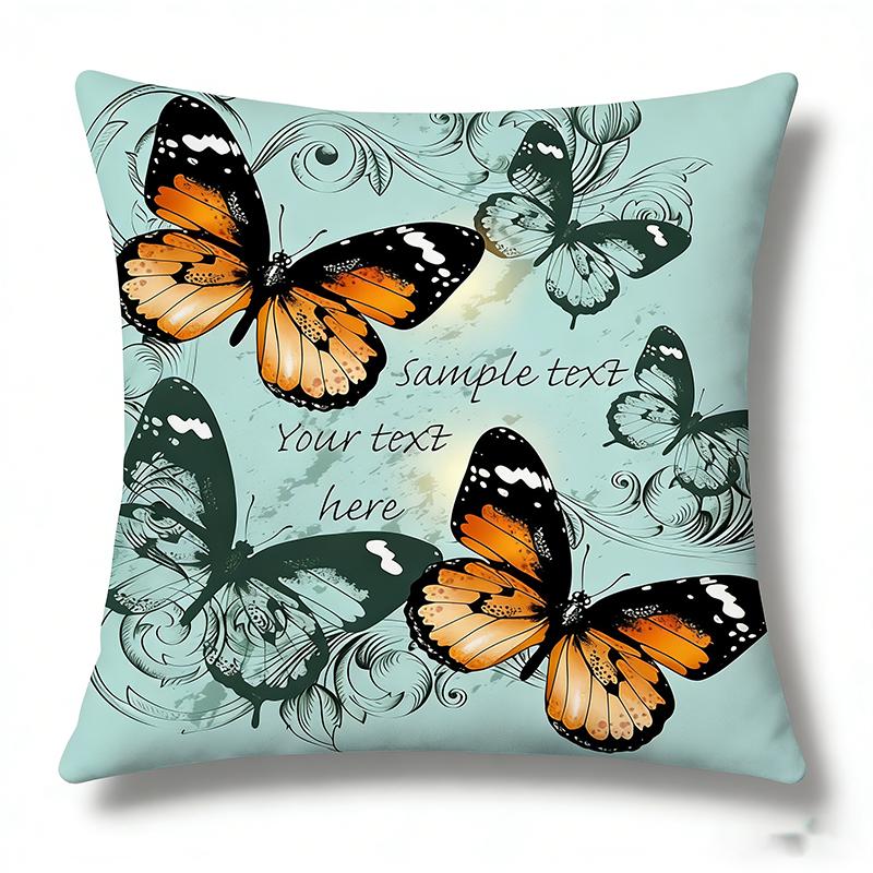 Tropical Rainforest Leaf Buttfly Geometric Abstract Cushion Cover Peach Skin Throw Pillowcase Living Room Home Decor Pillow Case