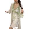 Pajamas sexy temptation women suspender nightgown ice silk spring new long-sleeved loungewear simulation silk nightdress summer