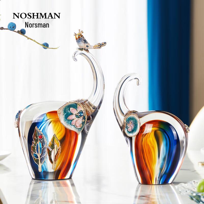 High-End Enamel Elephant Figurines