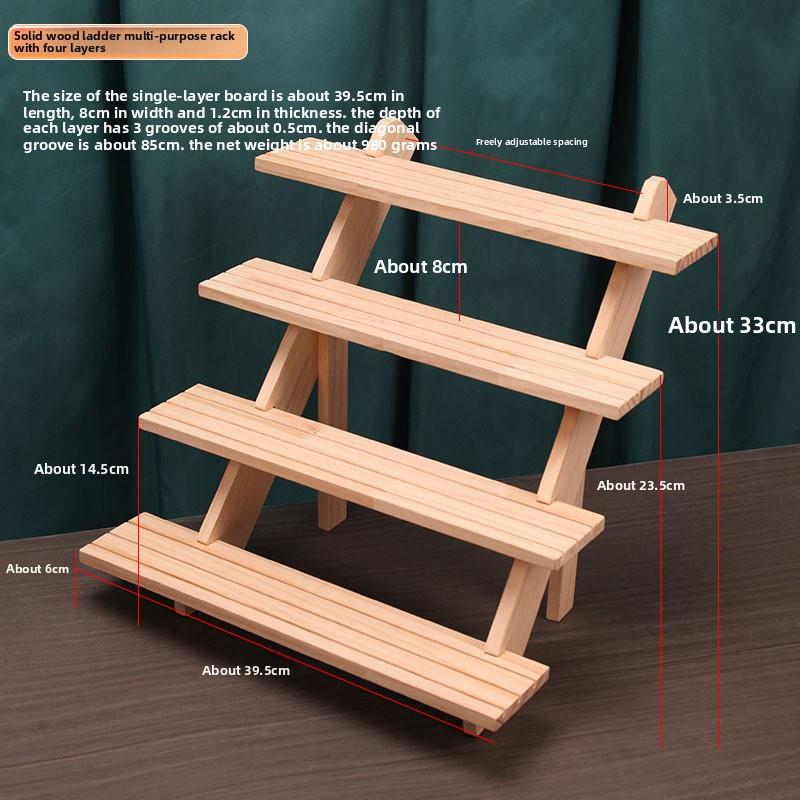 Stall Counter Solid Wood Ladder Jewelry Display Stand Ring Cardboard Ring Doll Storage Shelf Display Shelf