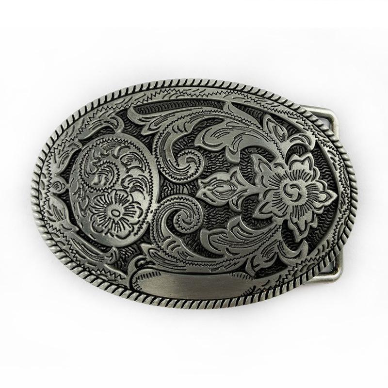 Personalized Ethnic Style Lycoris Radiata Denim Belt with Oval Alloy Buckle