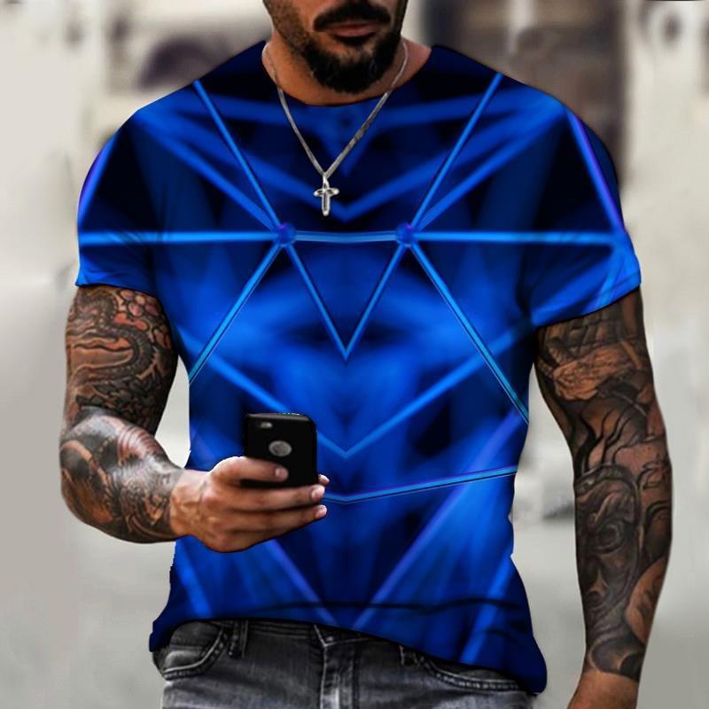 New Trend Hip Hop Harajuku Men's Summer Casual Sportwear Geometric 3D Diamond Print Top Short Sleeve T-shirt