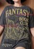 Fantasy Book Club Dragon Book Lover Comfort Colors® Tshirt, Reading Mythical Creature Vintage Illustration Gothic Ruins Tee