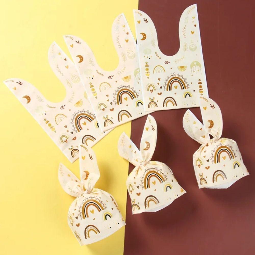 50Pcs Party Favors Cookie Candy Bags Carton Snack Packing Supplies Rabbit Ear Bags Easter Party