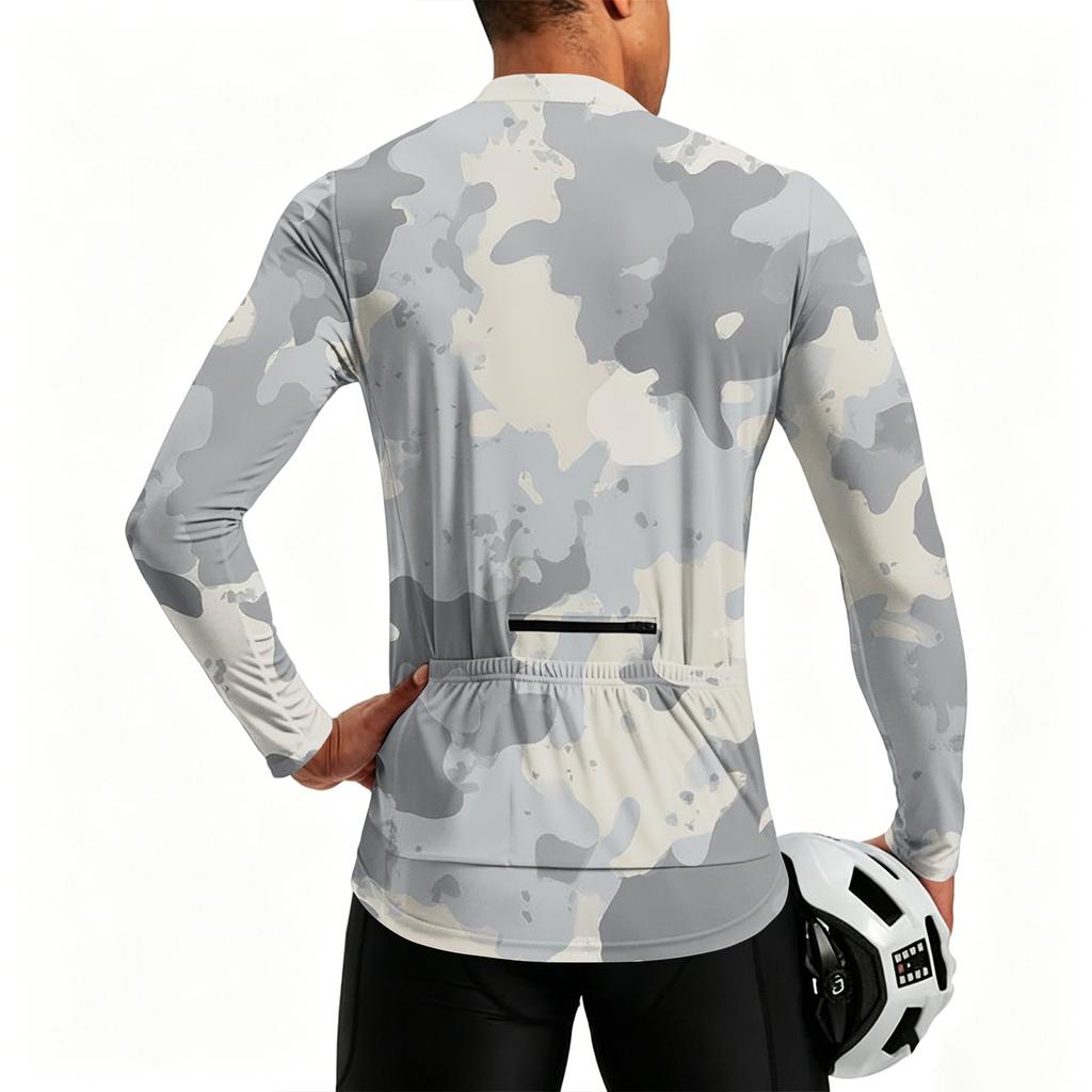 Herren Langarm Fahrradtrikot Atmungsaktiv Schnelltrocknend Halber Reißverschluss Pullover Leichtes Sportoberteil für Outdoor-Sportarten