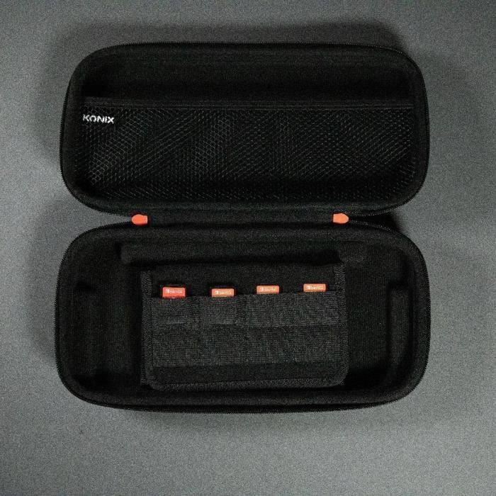 Housse De Protection Et Transport - KONIX - Console Nintendo Switch 2 - Filet Rangement Accessoires - 8 Compartiments Jeux - Noir