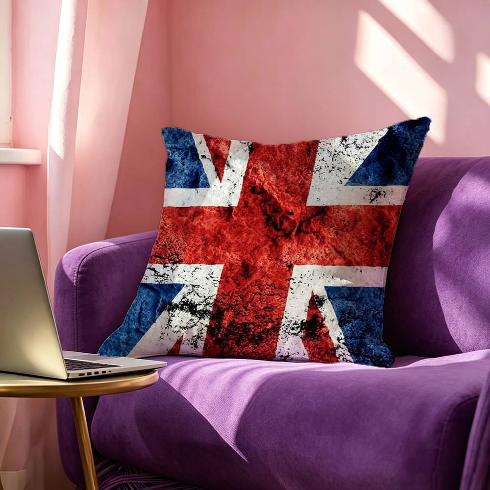 British National Flag Culture Pillow Case Square DoubleSided Sofa Cushion Cover Bedroom Bedside Pillow
