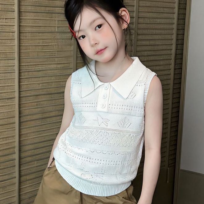 Girls Summer French Solid Pleated Cargo Capri Pants Loose Breathable Straight Leg Cropped Trousers 90