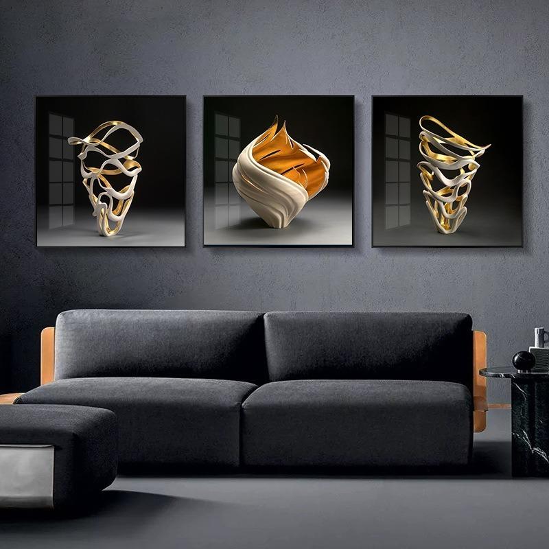 Moderne, einfache, leichte, luxuriöse dekorative Malerei, dreidimensionale Goldfolie, rahmenlose Malerei, Wohnzimmer, Hotel, Hintergrund, Wand, dekorative Malerei