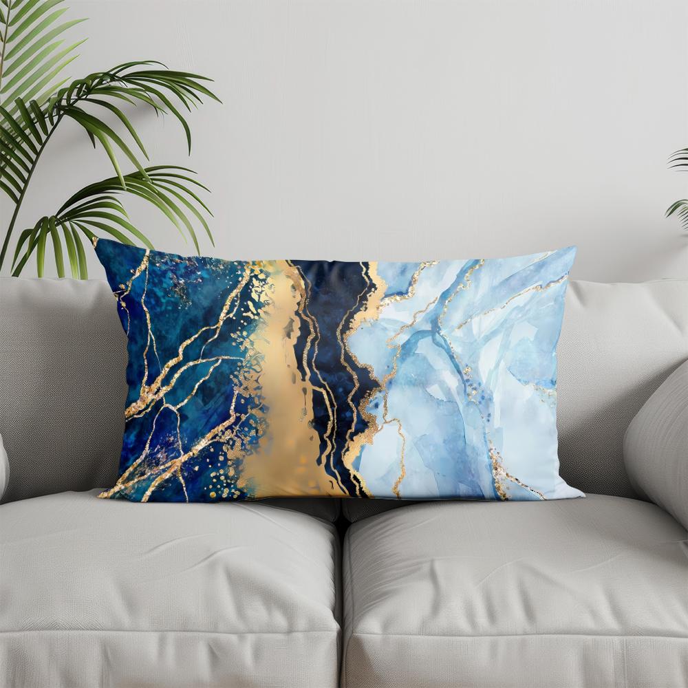 Home Decor Sea Turtles and Wavy Pattern Suitable For Sofa Bedroom Car Pillow Cover Cushion Rectangular Back Cushion