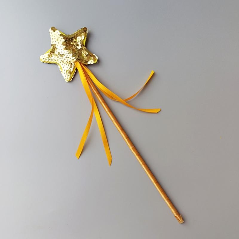 Star Sequins Magic Stick Princess Cosplay Props Little Girl Character Costume Accessory for Children Girl Kindergarten