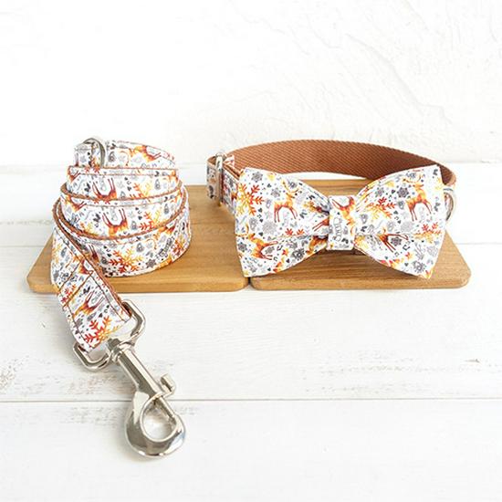 MUTTCO Christmas Pet Collar & Bow Tie Leash Set - High-Quality UDC-061 XS