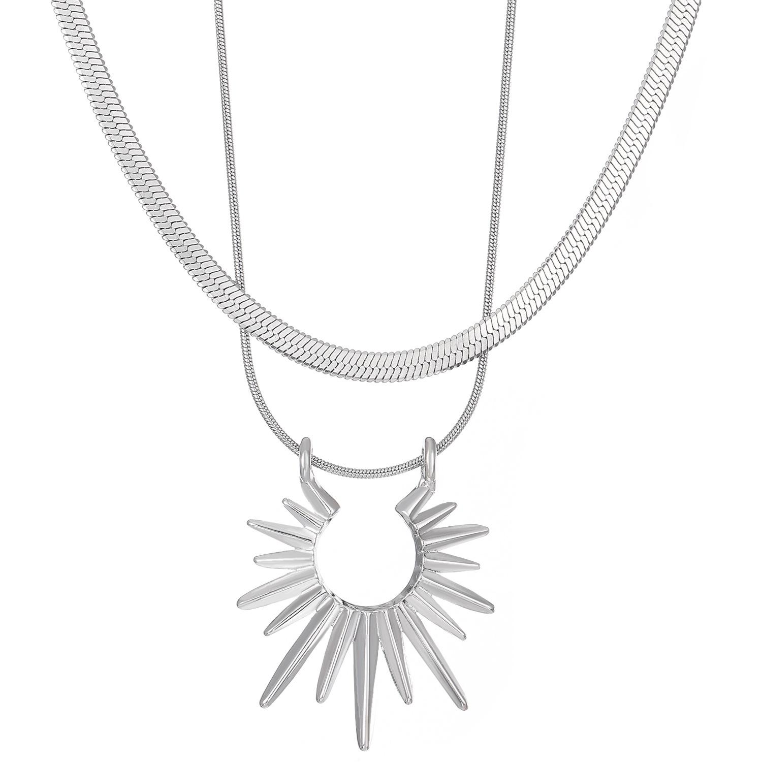 

Винтажное двухслойное ожерелье с подвеской в виде солнца для женщин, элегантные открытые чокеры с изображением подсолнуха, аксессуары из змеиной кости, модные ювелирные изделия