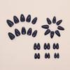 Simple deep sea blue temperament white short almond nail European and American ins style nail art press on nails