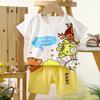 Toddler Summer Clothes Set Cartoon Animal Print Short Sleeve T-shirt Shorts 2Pcs Baby Boys Girls Soft Cotton Outfit Kids Casual Daily Wear