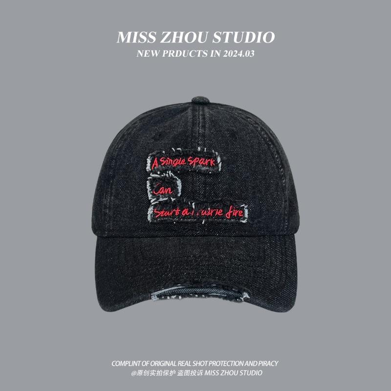 American Retro Baseball Cap Women'S Spring Summer Big Head Circumference Washed Face Small Versatile Letter Embroidered Cap