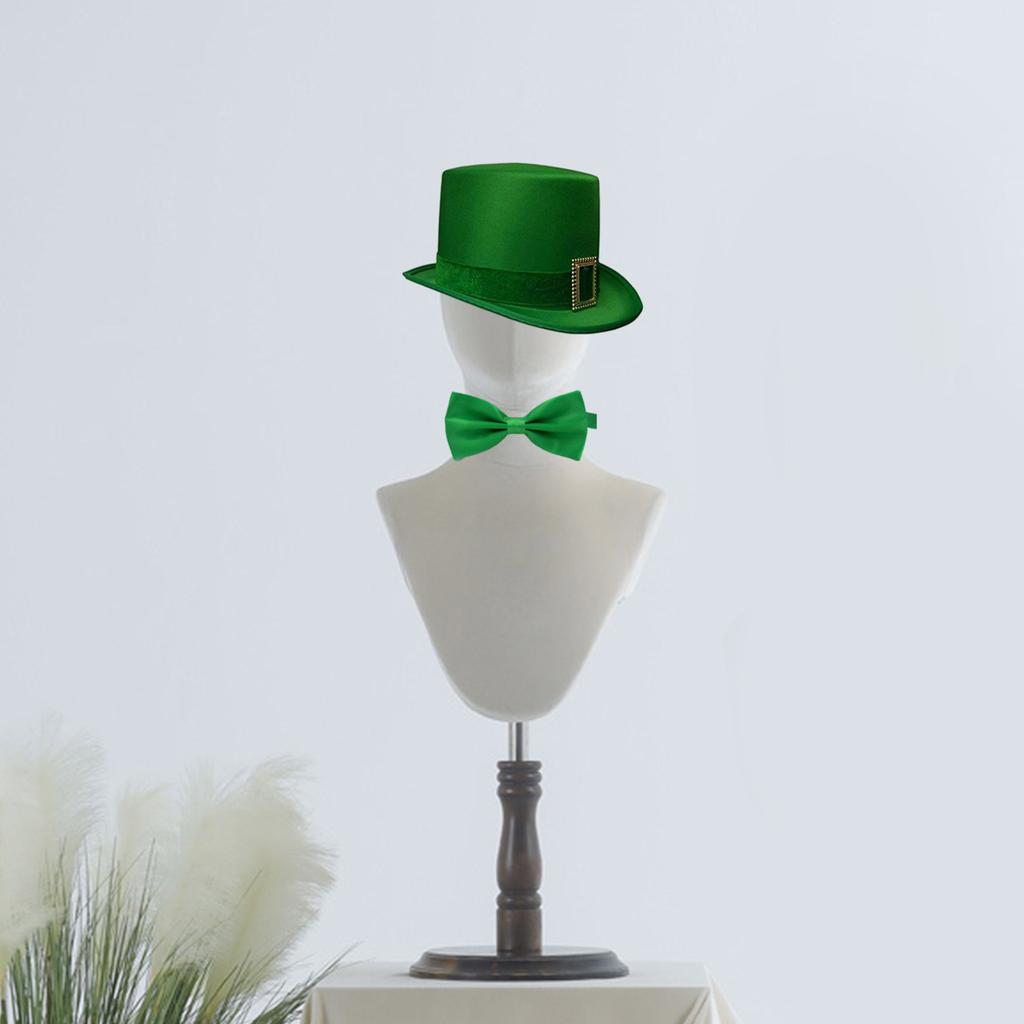Green Felted Hat Tie Set Festives Celebrations Hat Retros Gentleman Hat Costume Accessory