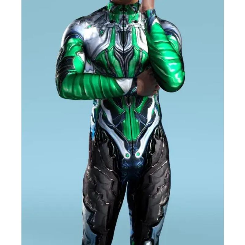 Cool CyberPunk Mechanical Armour Jumpsuit Punk Cosplay Bodysuit Steampunk Costume Halloween Party Shows Men Women Zentai Suit