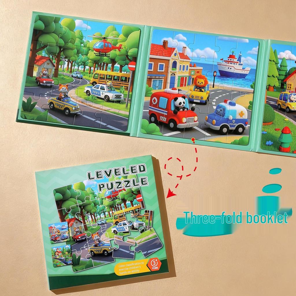 Magnetic Puzzle Car Set for Kids - Suction, Cartoon, Transport Theme, Ages 2-6, Educational Toy