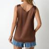Gilet en satin pour femme, col en V, décontracté, dos nu, sans manches, printemps-été