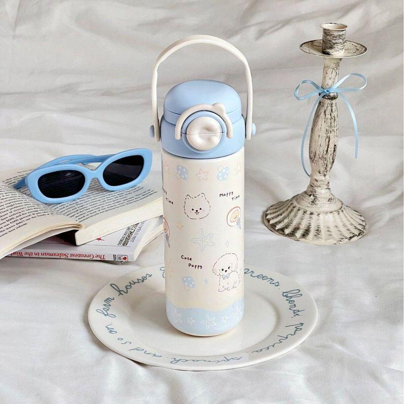 Cute Large-Capacity Thermos Cup for Girls, High-Looking New Style 316 Stainless Steel Water Cup with Straw and Handle