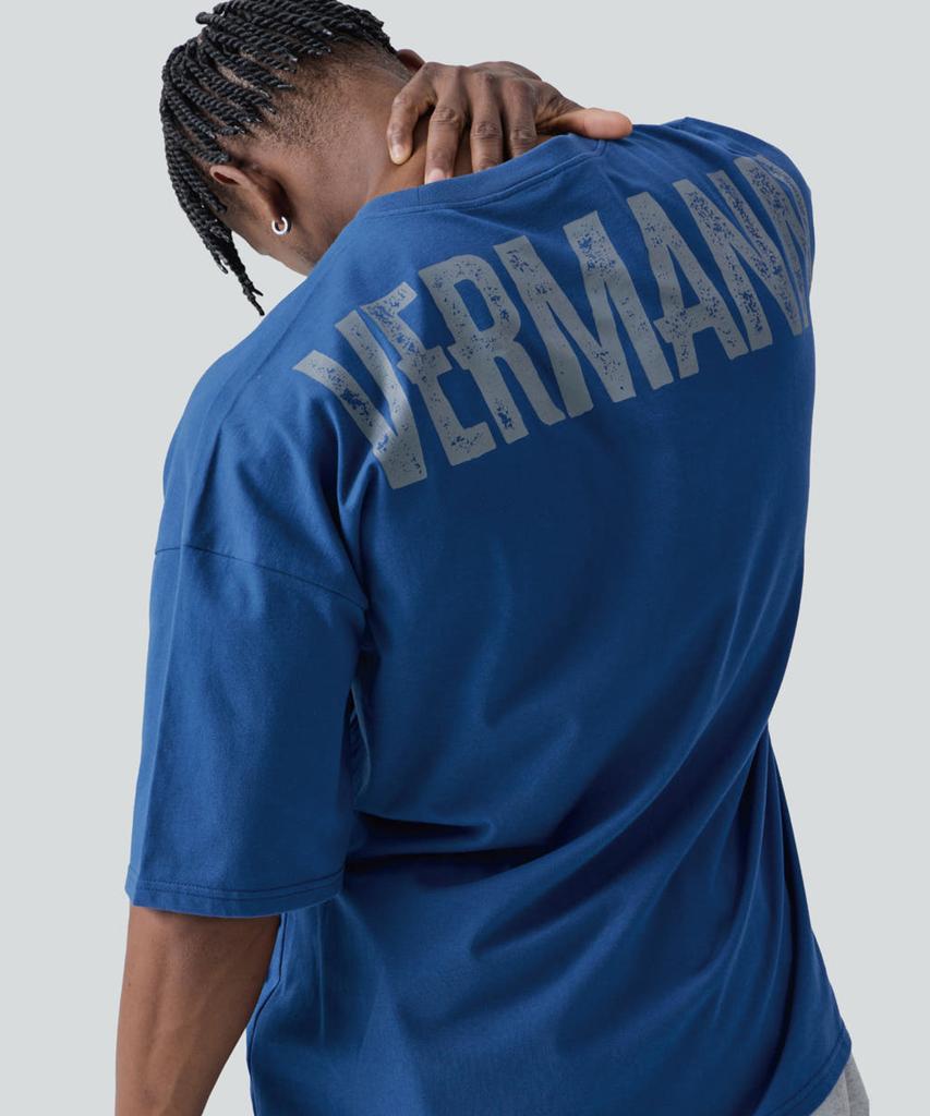 Beleumaneopaeleol Crack Logo Oversized Short Sleeve T-Shirt Cobalt Blue
