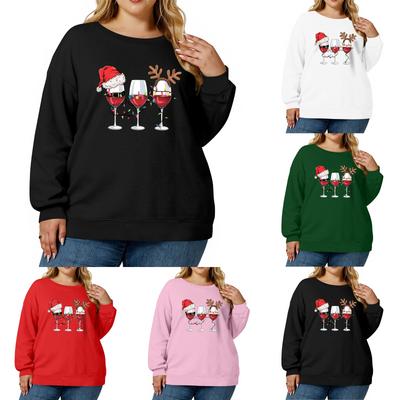 Women's Fashionable Casual Plus-Size Long Sleeve Pullover Printed Sweatshirt