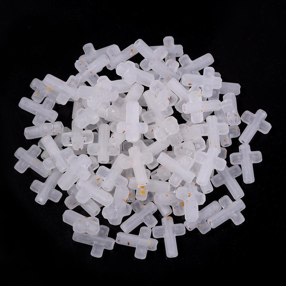 100pcs 12x15mm Cross Shape Acrylic Beads Colorful Matte Gradient Loose Bead For Jewelry Making DIY Necklace Bracelet Accessories