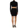 Michael Kors Einfarbiges High-Neck-Kleid mit Cut-Out, mittellang, figurbetont, langärmelig, für Damen, Schwarz MH3820933D-001