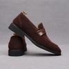 Fashion British Gentleman Pointed Suede Leather Business Flats Shoes For Men Designer Penny Loafers Homecoming Wedding Dress Footwear