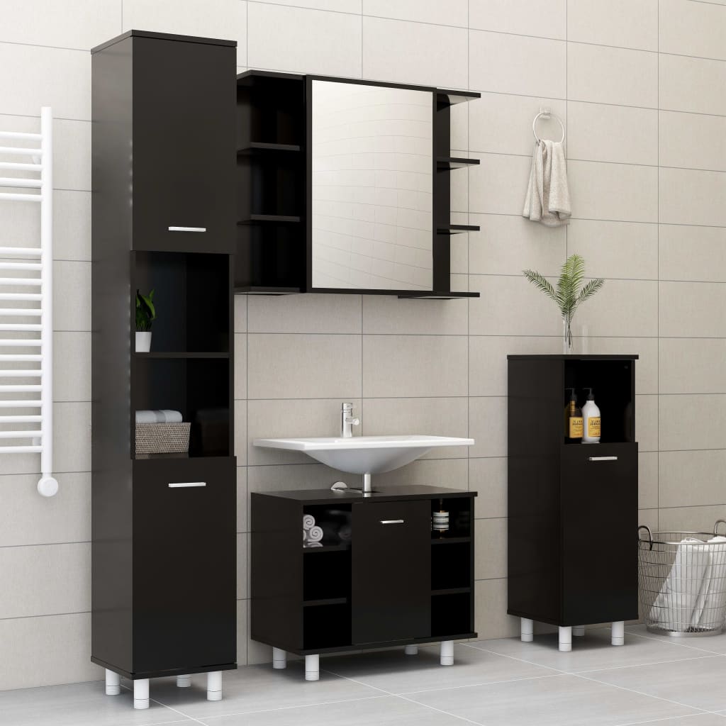 Bathroom Cabinet Black 30 x 30 x 95 cm Particleboard