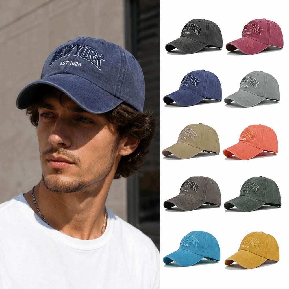Washed Cotton New York EST.1626 Baseball Caps Letter Embroidery Dad Hat for Men Women