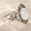 Vintage Inlaid Faux Opal Women's Ring Dazzling CopperColor Hand Carving Hollow Daily Wear Party Jewelry Anniversary Gift