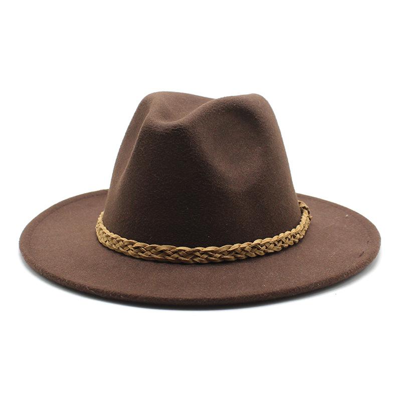 Woolen Jazz Hat Retro Classic Flat Hat Big Eaves Hat Top Hat Felt Hat