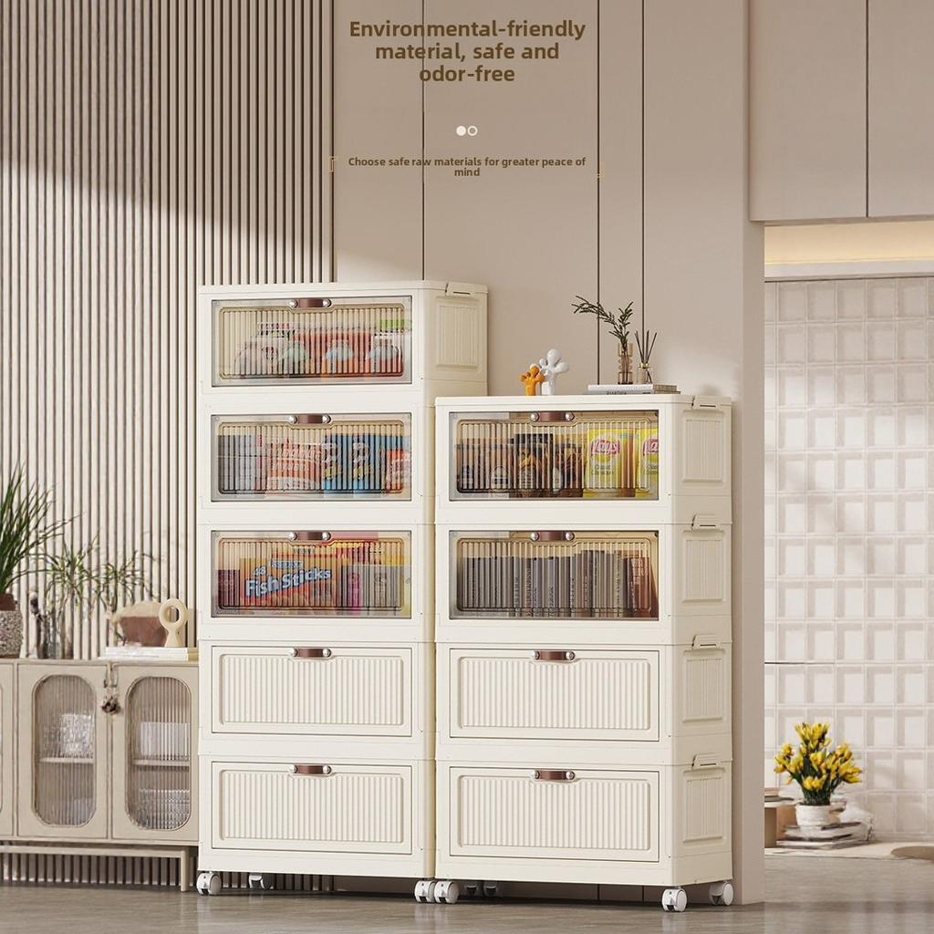 Fold & Store Cabinet: Multi-Use Plastic Organizer with Doors, for Bedroom, Kitchen, Dorm - Quick Setup, No Tools Needed