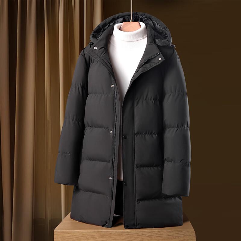 Men's Plus Size Long Cotton Jacket with Removable Hood