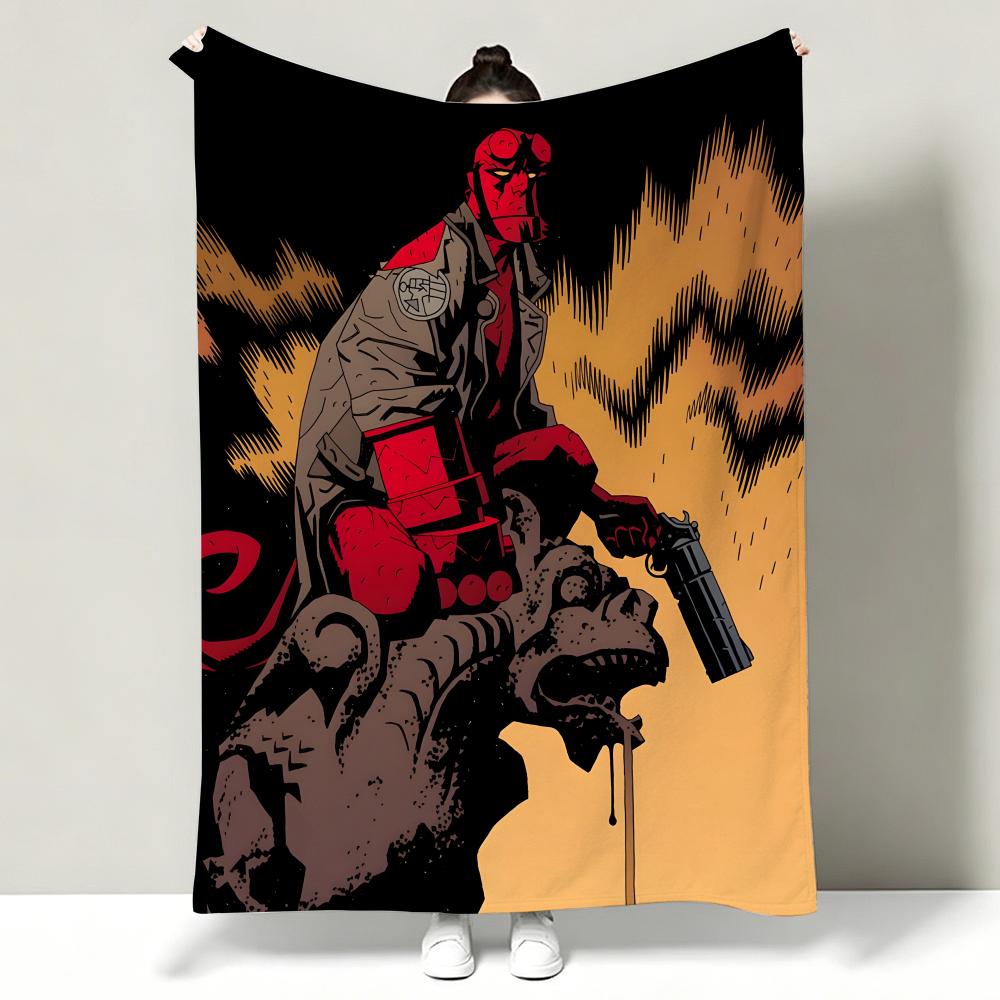 Movie HHellboy Throw Soft Warm Flannel Throw Blanket Multiuse for Sofa Bed Office Nap